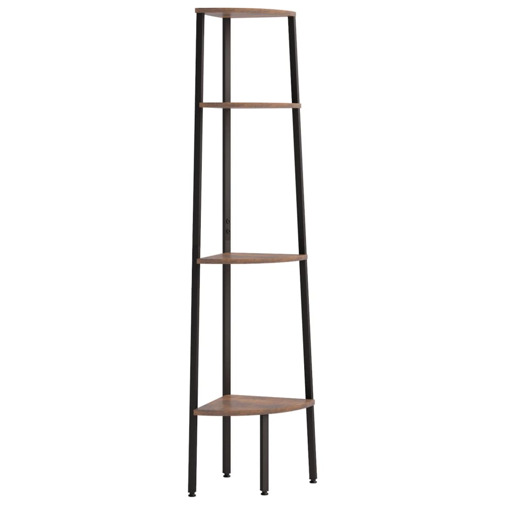 Hoekkast met 4 lagen donkerbruin en zwart 45,5x31,5x150 cm is nu te koop bij PeponiXL, paradijselijk wonen!