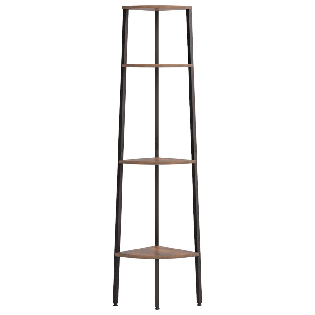 Hoekkast met 4 lagen donkerbruin en zwart 45,5x31,5x150 cm is nu te koop bij PeponiXL, paradijselijk wonen!