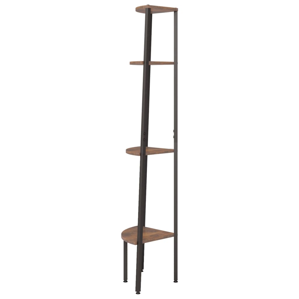 Hoekkast met 4 lagen donkerbruin en zwart 45,5x31,5x150 cm is nu te koop bij PeponiXL, paradijselijk wonen!