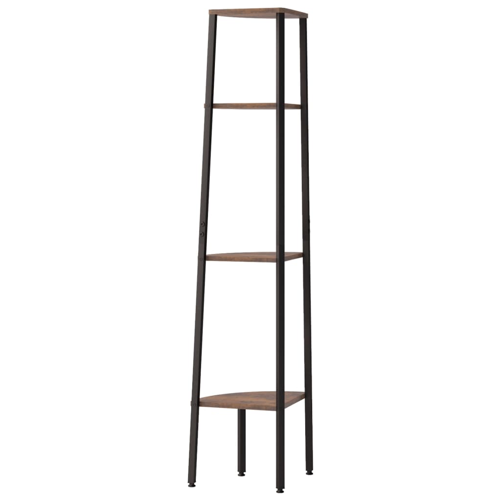 Hoekkast met 4 lagen donkerbruin en zwart 45,5x31,5x150 cm is nu te koop bij PeponiXL, paradijselijk wonen!