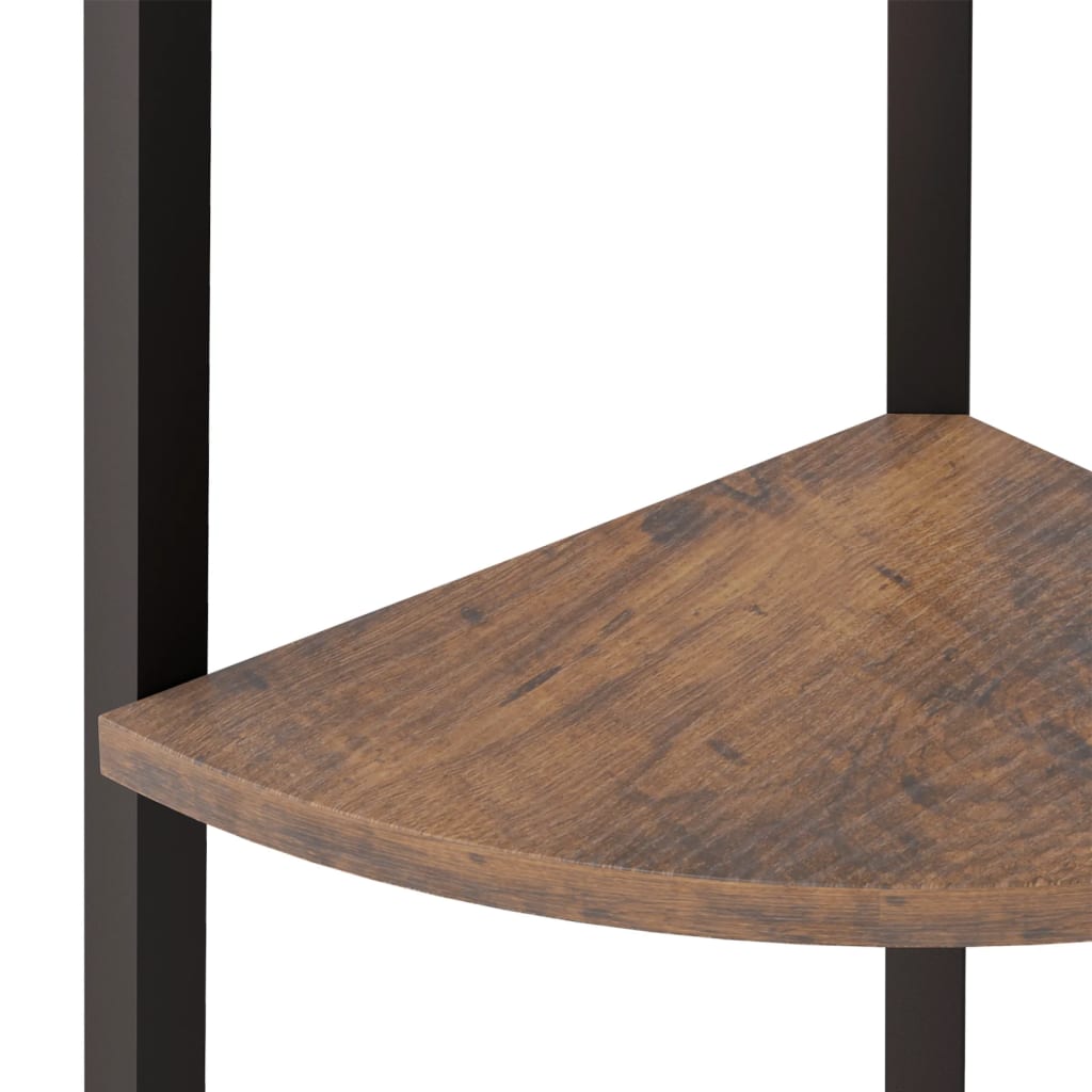 Hoekkast met 4 lagen donkerbruin en zwart 45,5x31,5x150 cm is nu te koop bij PeponiXL, paradijselijk wonen!