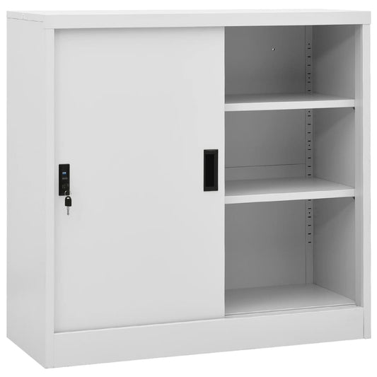 Kantoorkast met schuifdeuren 90x40x90 cm staal lichtgrijs is nu te koop bij PeponiXL, paradijselijk wonen!