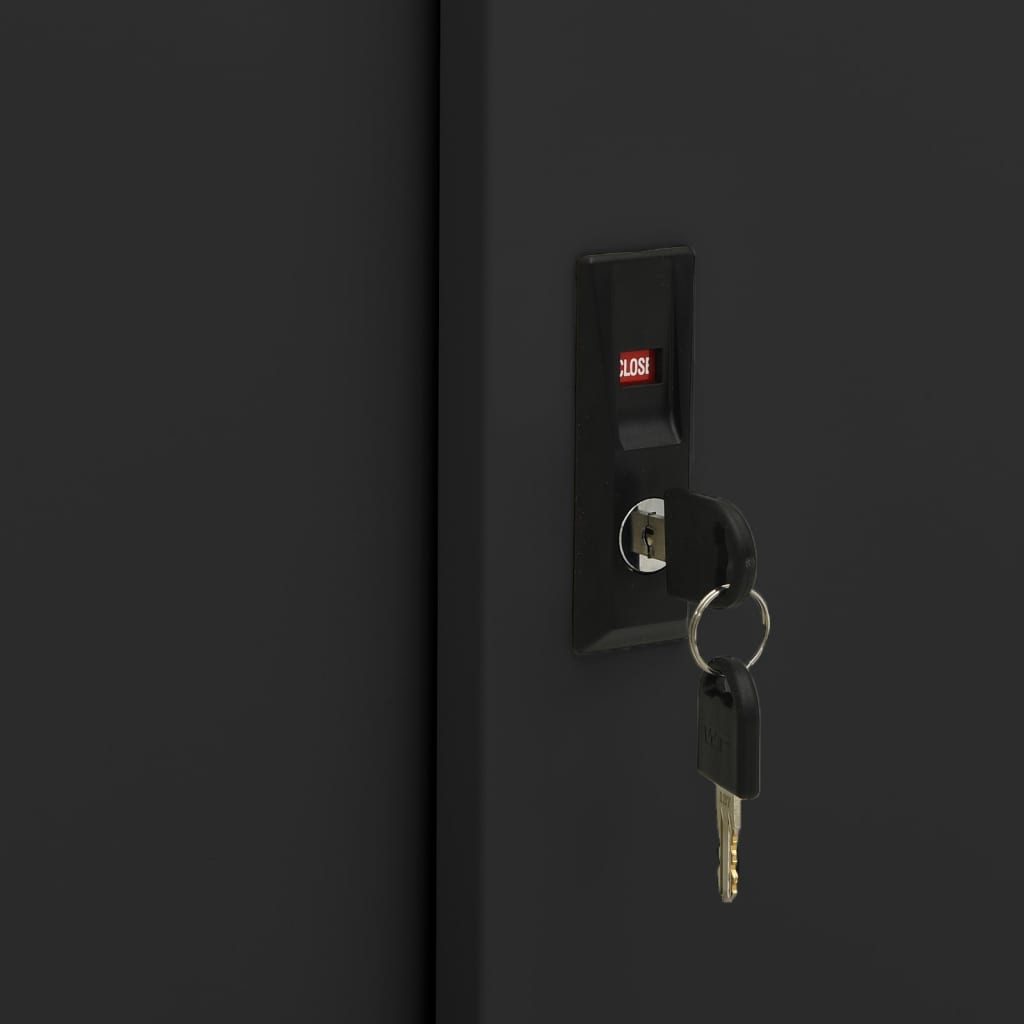 Kantoorkast met schuifdeuren 90x40x90 cm staal zwart is nu te koop bij PeponiXL, paradijselijk wonen!