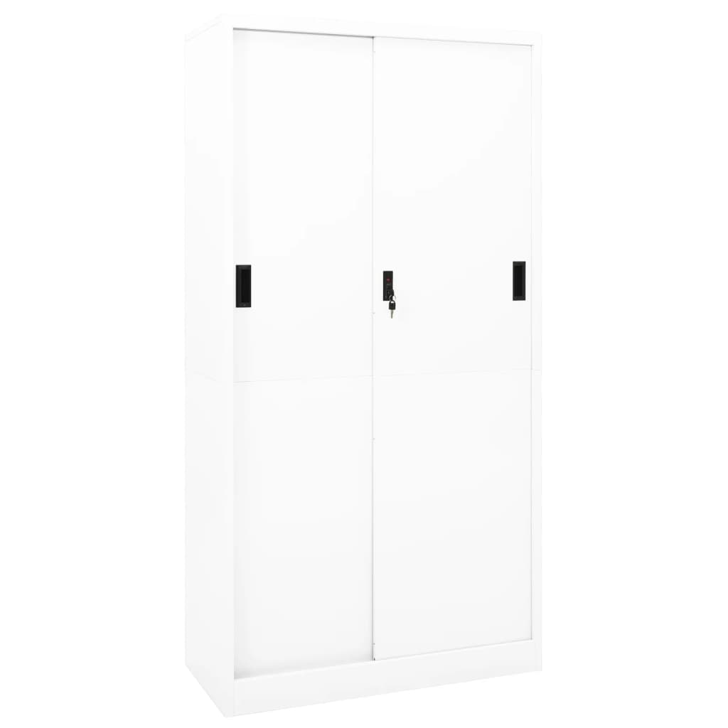Kantoorkast met schuifdeuren 90x40x180 cm staal wit is nu te koop bij PeponiXL, paradijselijk wonen!