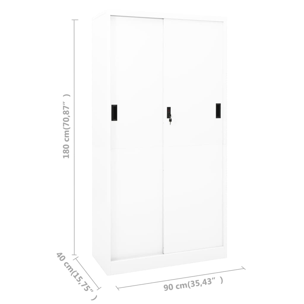 Kantoorkast met schuifdeuren 90x40x180 cm staal wit is nu te koop bij PeponiXL, paradijselijk wonen!