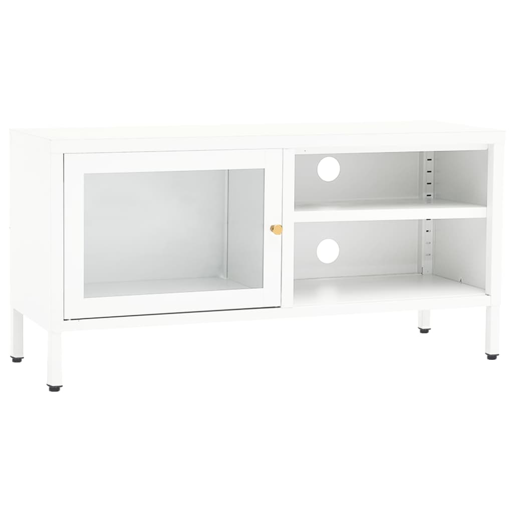 Tv-meubel 90x30x44 cm staal en glas wit is nu te koop bij PeponiXL, paradijselijk wonen!
