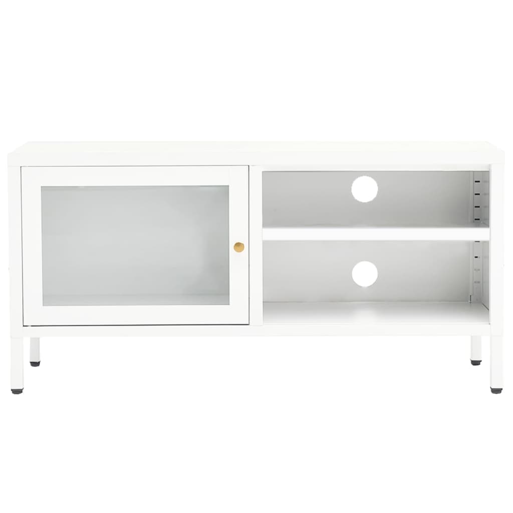 Tv-meubel 90x30x44 cm staal en glas wit is nu te koop bij PeponiXL, paradijselijk wonen!