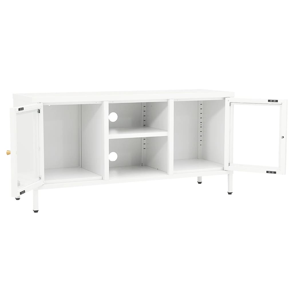 Tv-meubel 105x35x52 cm staal en glas wit is nu te koop bij PeponiXL, paradijselijk wonen!