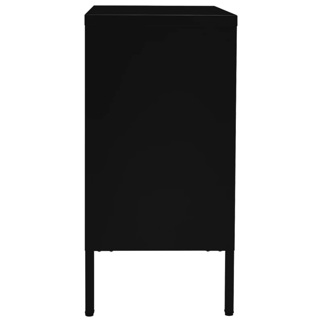 Dressoir 75x35x70 cm staal en gehard glas zwart is nu te koop bij PeponiXL, paradijselijk wonen!