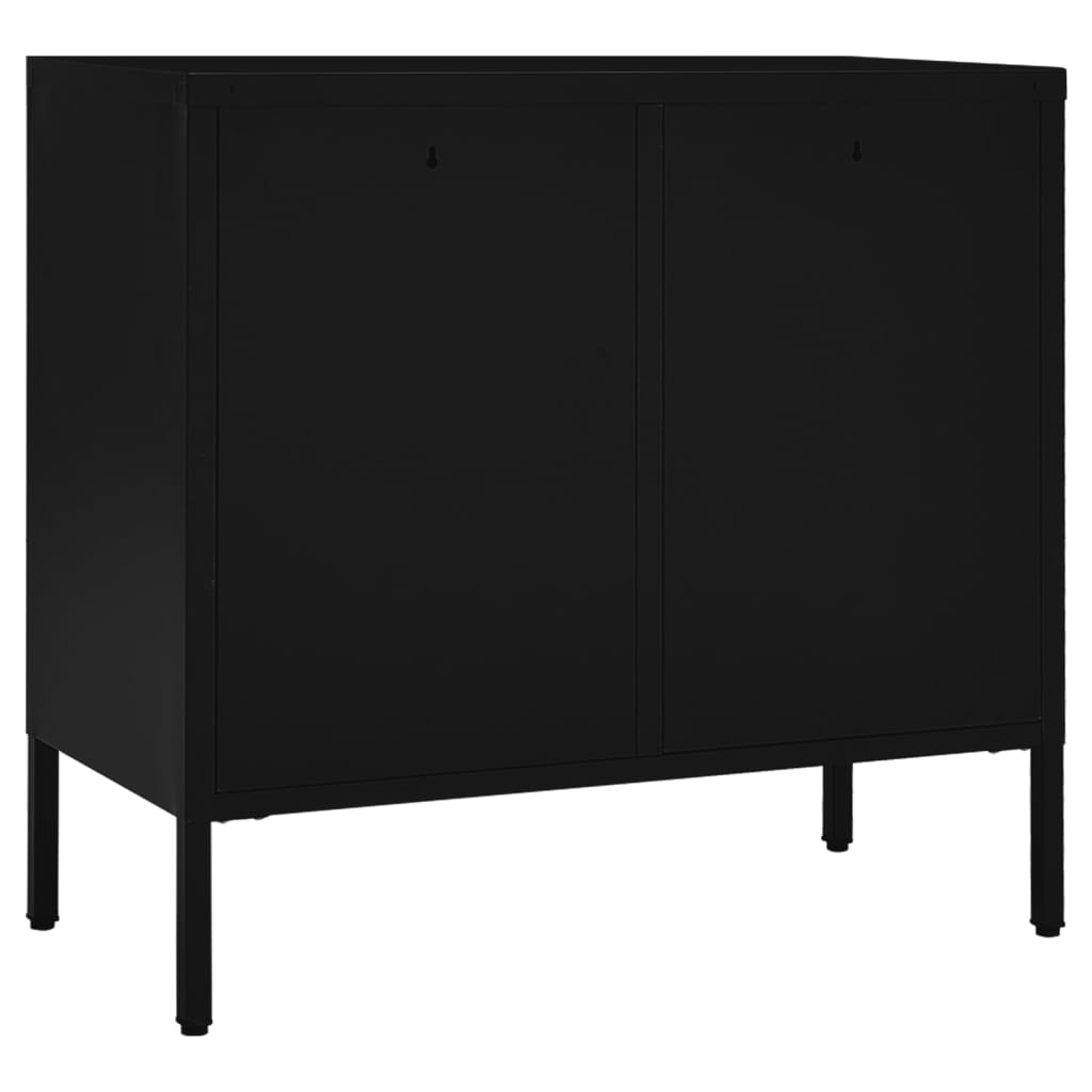 Dressoir 75x35x70 cm staal en gehard glas zwart is nu te koop bij PeponiXL, paradijselijk wonen!