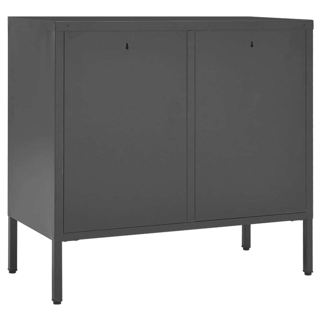 Dressoir 75x35x70 cm staal en gehard glas antracietkleurig is nu te koop bij PeponiXL, paradijselijk wonen!