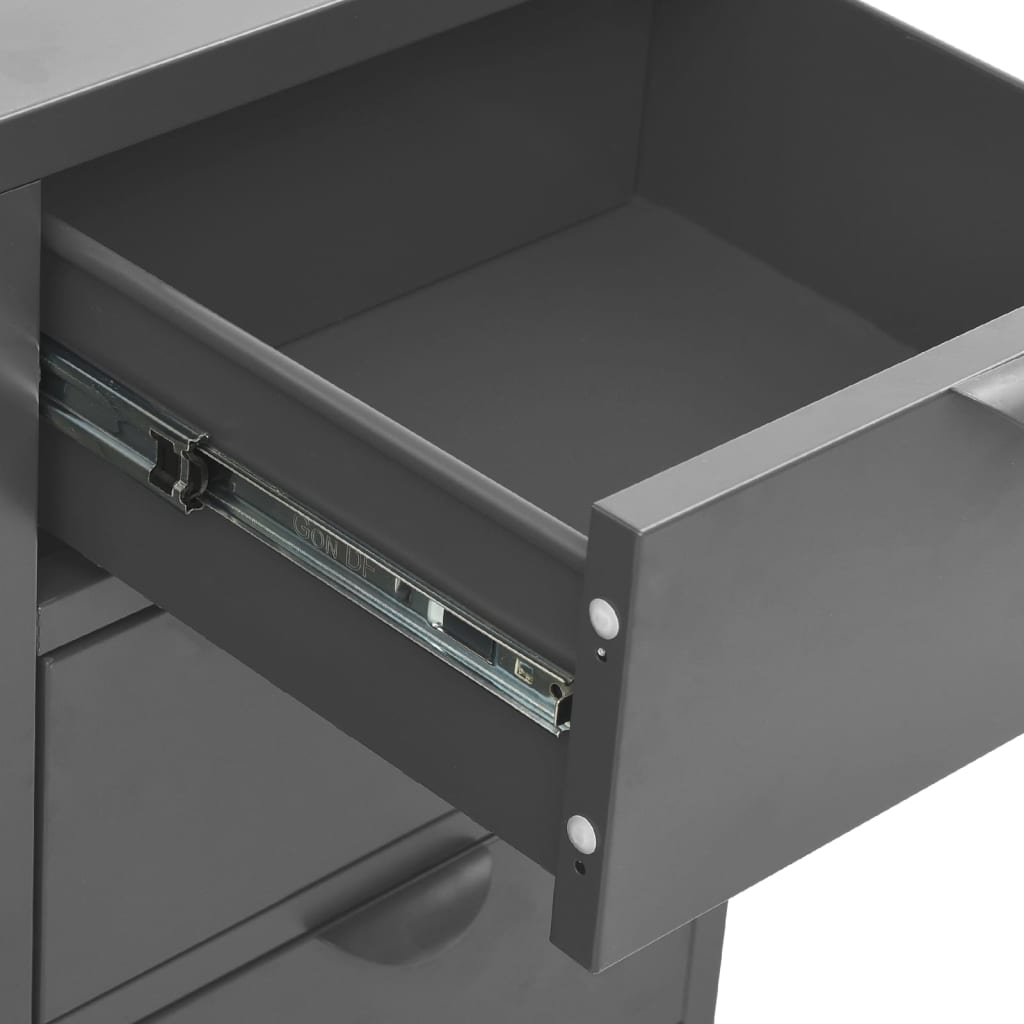 Dressoir 75x35x70 cm staal en gehard glas antracietkleurig is nu te koop bij PeponiXL, paradijselijk wonen!