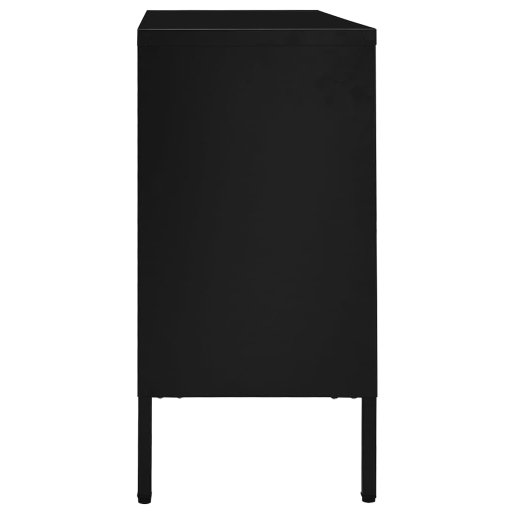 Dressoir 105x35x70 cm staal en gehard glas zwart is nu te koop bij PeponiXL, paradijselijk wonen!