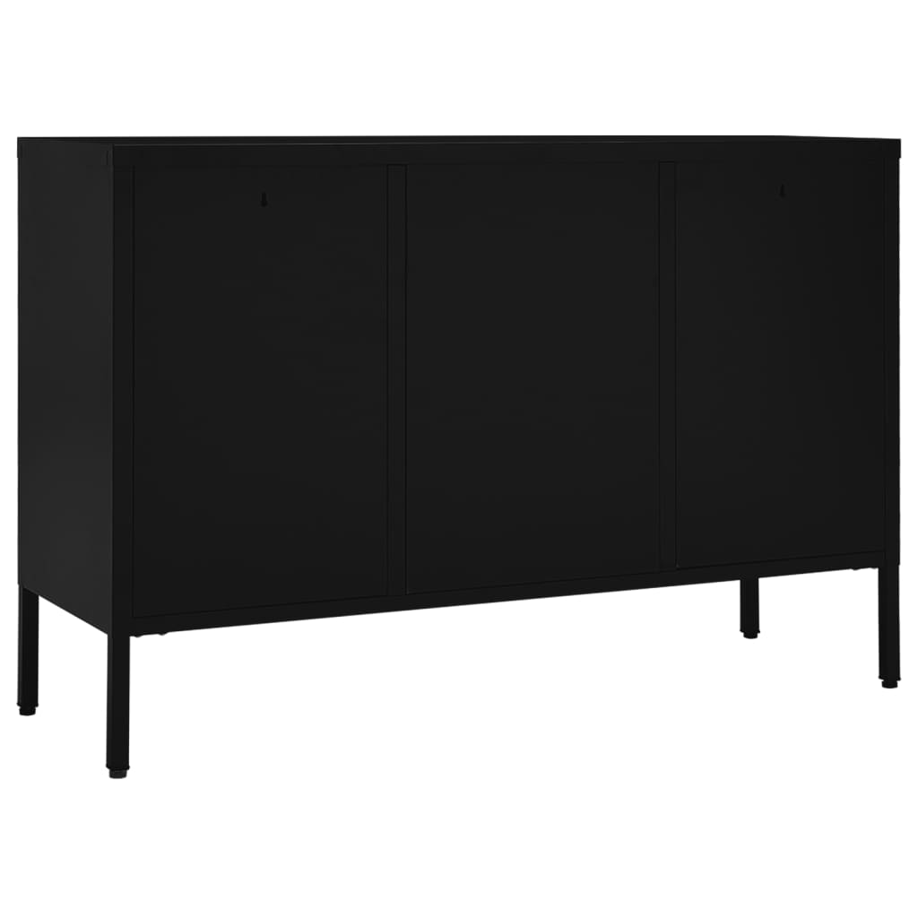 Dressoir 105x35x70 cm staal en gehard glas zwart is nu te koop bij PeponiXL, paradijselijk wonen!