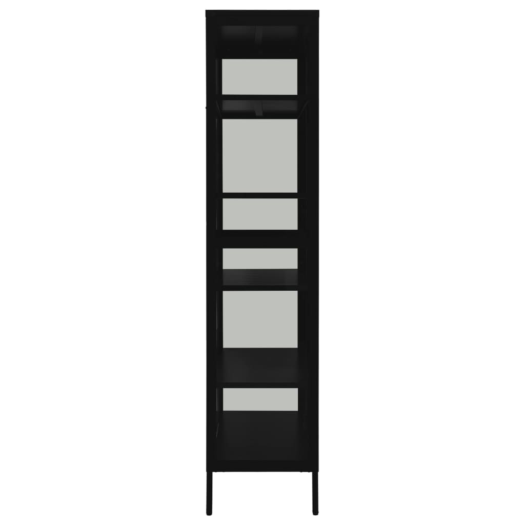 Vitrinekast 90x40x180 cm staal en gehard glas zwart is nu te koop bij PeponiXL, paradijselijk wonen!