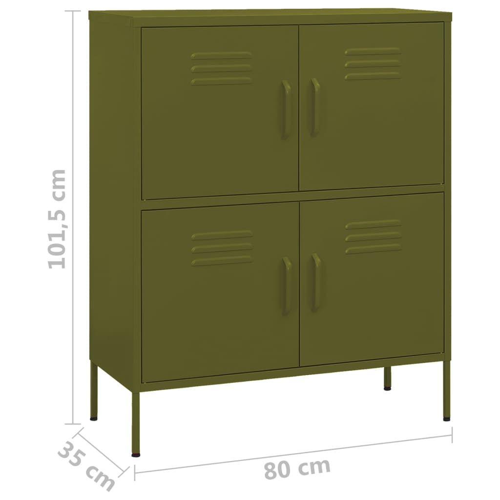 Opbergkast 80x35x101,5 cm staal olijfgroen is nu te koop bij PeponiXL, paradijselijk wonen!