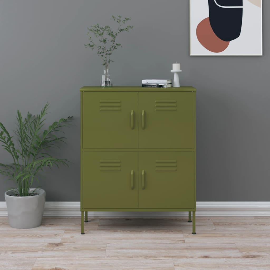 Opbergkast 80x35x101,5 cm staal olijfgroen is nu te koop bij PeponiXL, paradijselijk wonen!