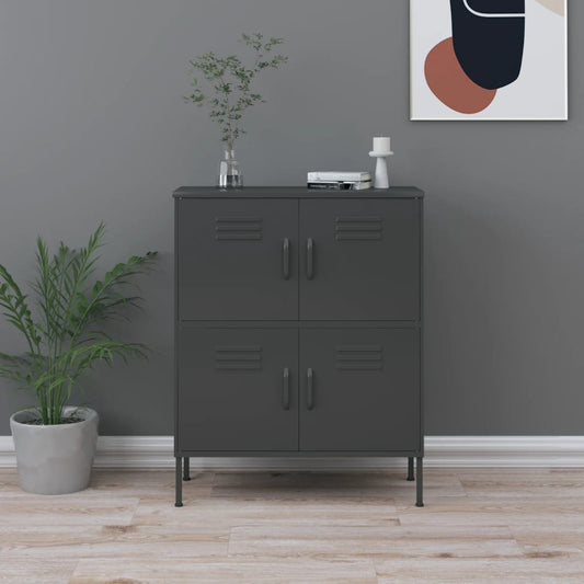 Opbergkast 80x35x101,5 cm staal antracietkleurig is nu te koop bij PeponiXL, paradijselijk wonen!