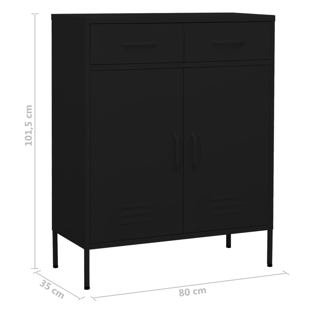 Opbergkast 80x35x101,5 cm staal zwart is nu te koop bij PeponiXL, paradijselijk wonen!