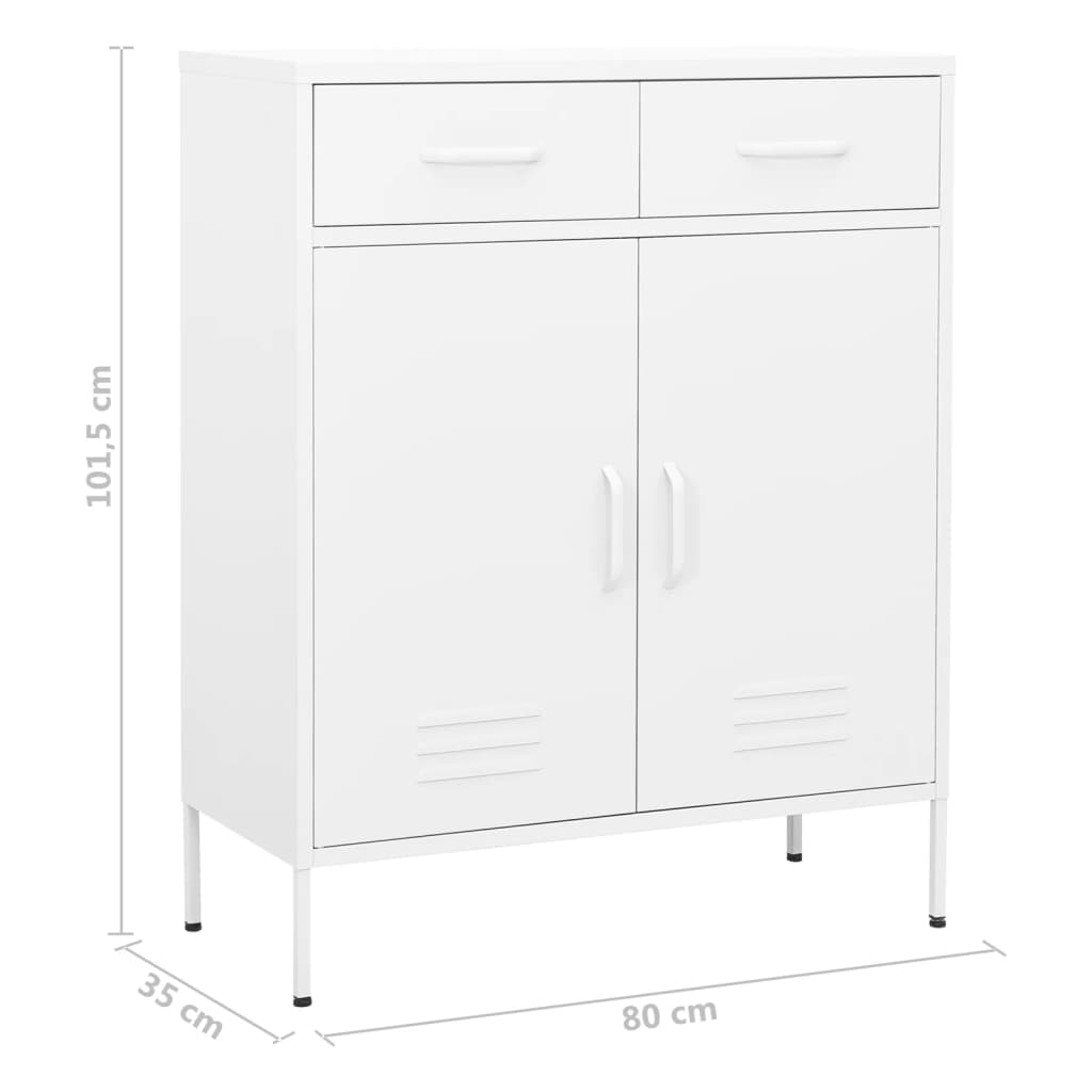 Opbergkast 80x35x101,5 cm staal wit is nu te koop bij PeponiXL, paradijselijk wonen!