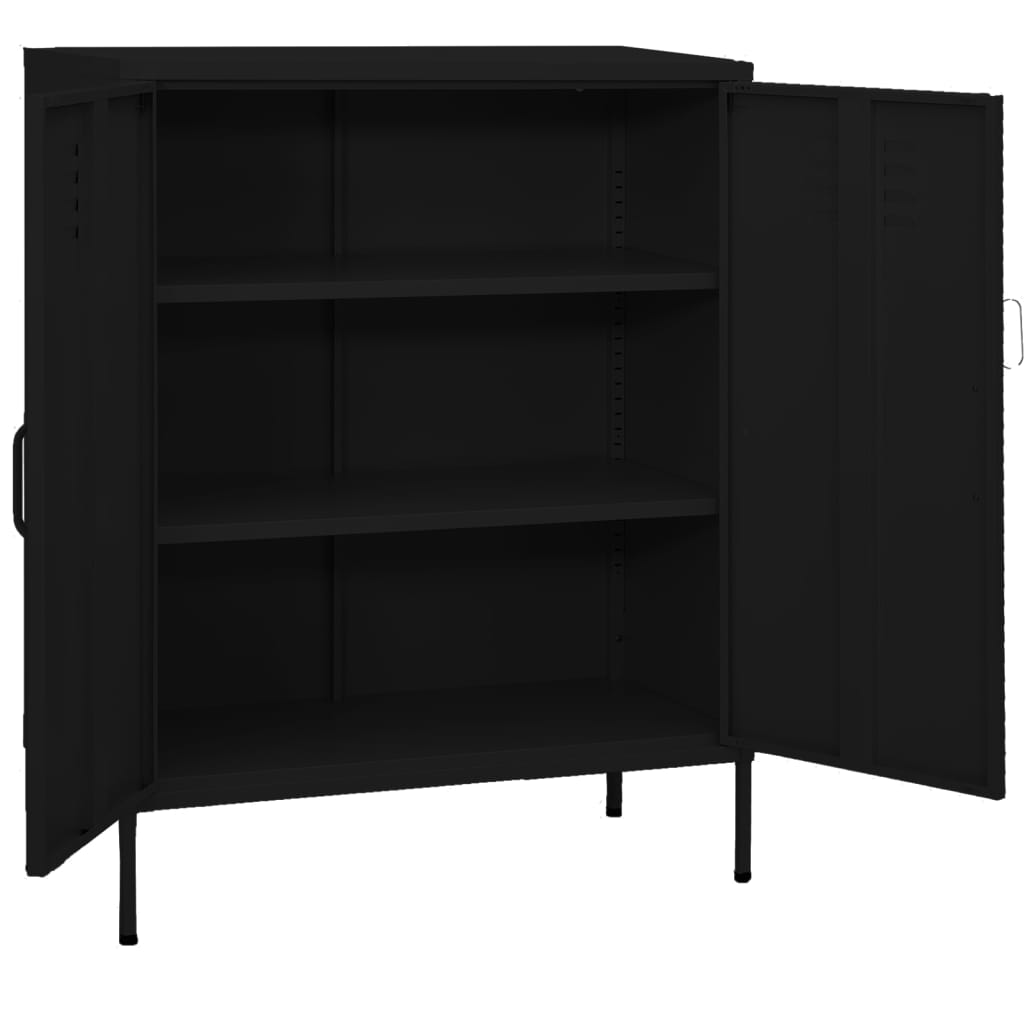 Opbergkast 80x35x101,5 cm staal zwart is nu te koop bij PeponiXL, paradijselijk wonen!