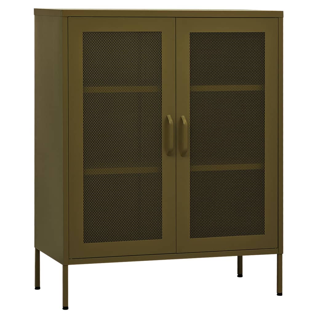 Opbergkast 80x35x101,5 cm staal olijfgroen is nu te koop bij PeponiXL, paradijselijk wonen!