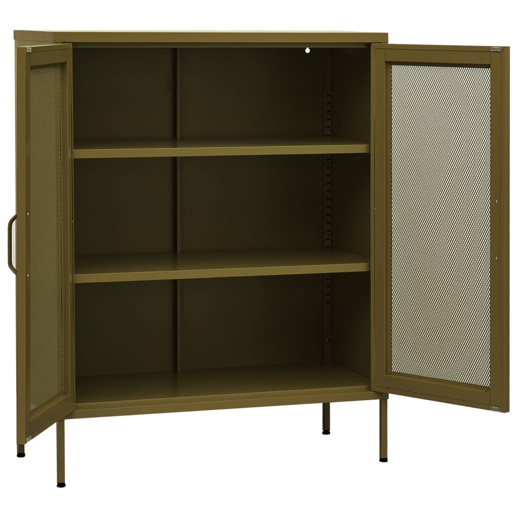 Opbergkast 80x35x101,5 cm staal olijfgroen is nu te koop bij PeponiXL, paradijselijk wonen!