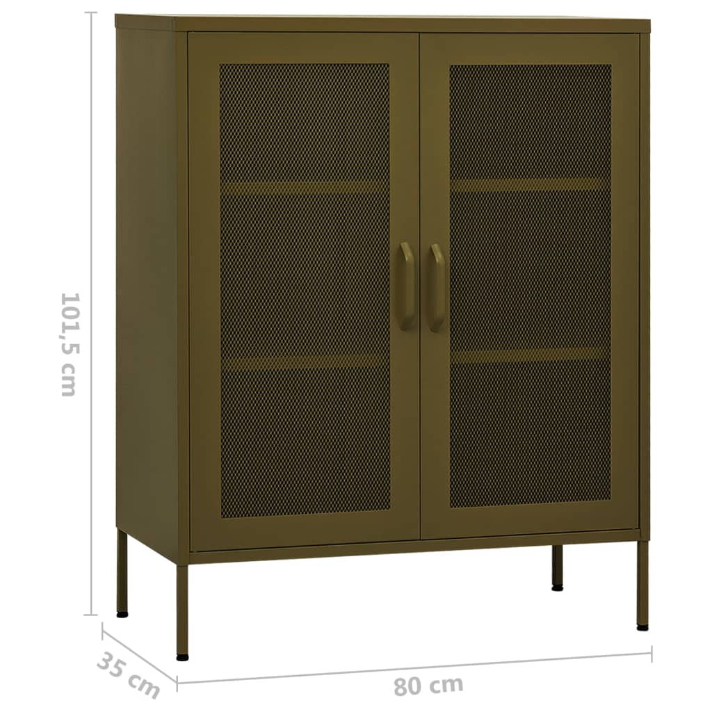 Opbergkast 80x35x101,5 cm staal olijfgroen is nu te koop bij PeponiXL, paradijselijk wonen!
