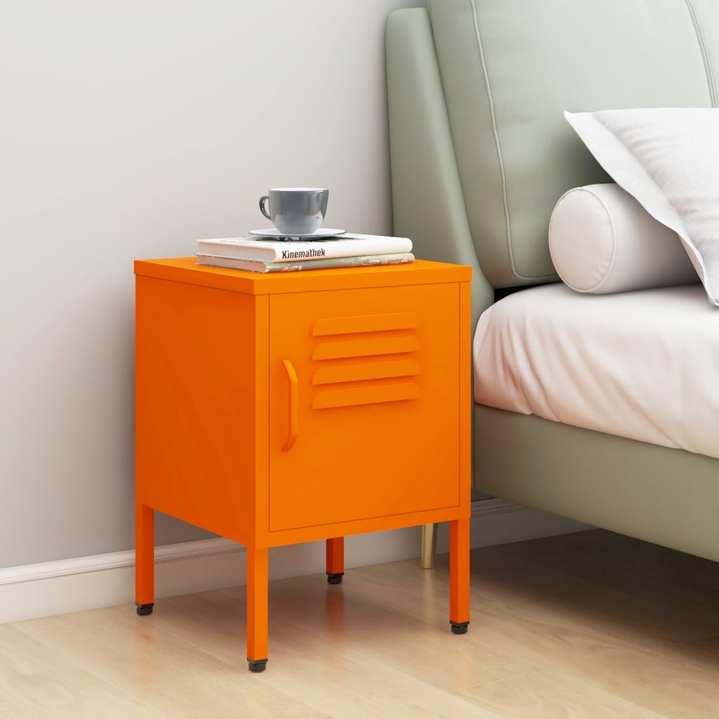 Nachtkastje 35x35x51 cm staal oranje is nu te koop bij PeponiXL, paradijselijk wonen!