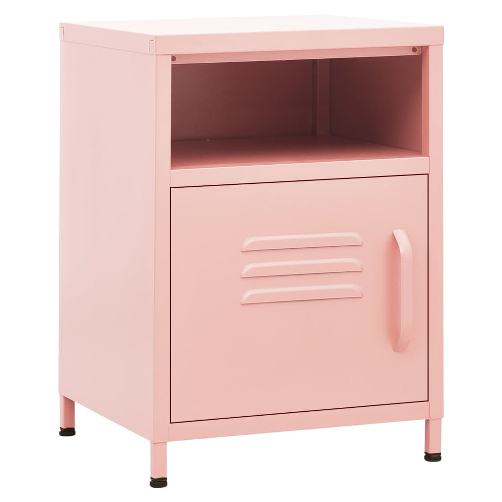 Nachtkastje 35x35x51 cm staal roze is nu te koop bij PeponiXL, paradijselijk wonen!