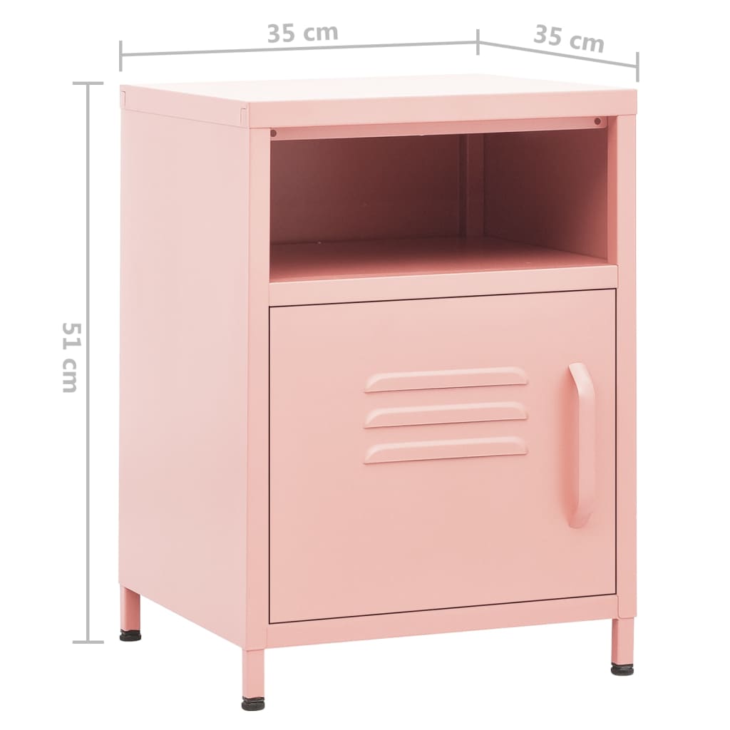 Nachtkastje 35x35x51 cm staal roze is nu te koop bij PeponiXL, paradijselijk wonen!