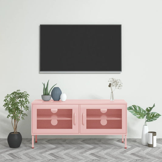 Tv-meubel 105x35x50 cm staal roze is nu te koop bij PeponiXL, paradijselijk wonen!