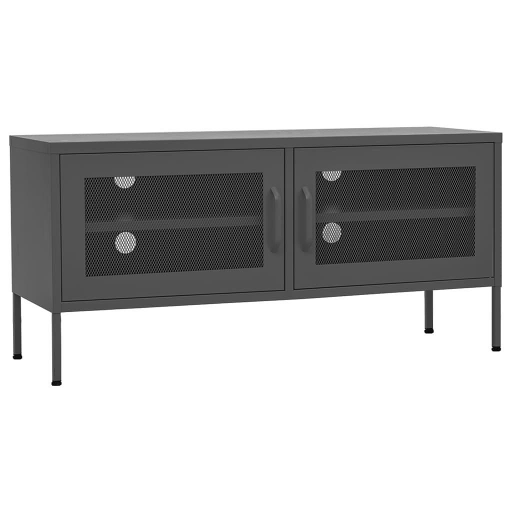 Tv-meubel 105x35x50 cm staal antracietkleurig is nu te koop bij PeponiXL, paradijselijk wonen!