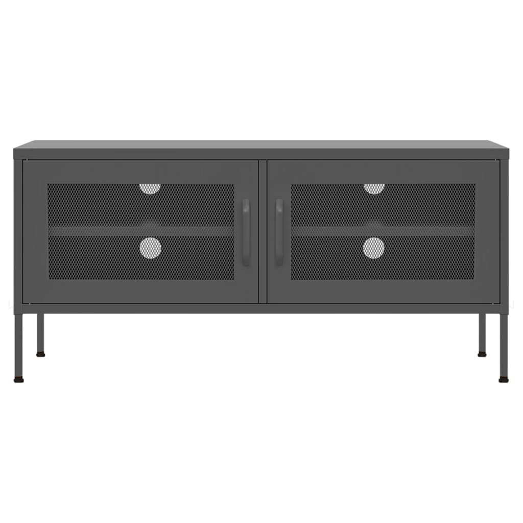 Tv-meubel 105x35x50 cm staal antracietkleurig is nu te koop bij PeponiXL, paradijselijk wonen!