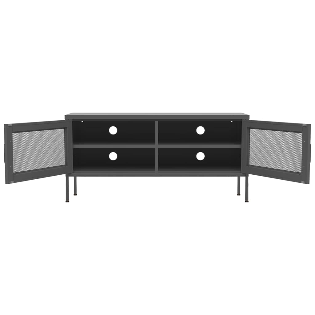 Tv-meubel 105x35x50 cm staal antracietkleurig is nu te koop bij PeponiXL, paradijselijk wonen!