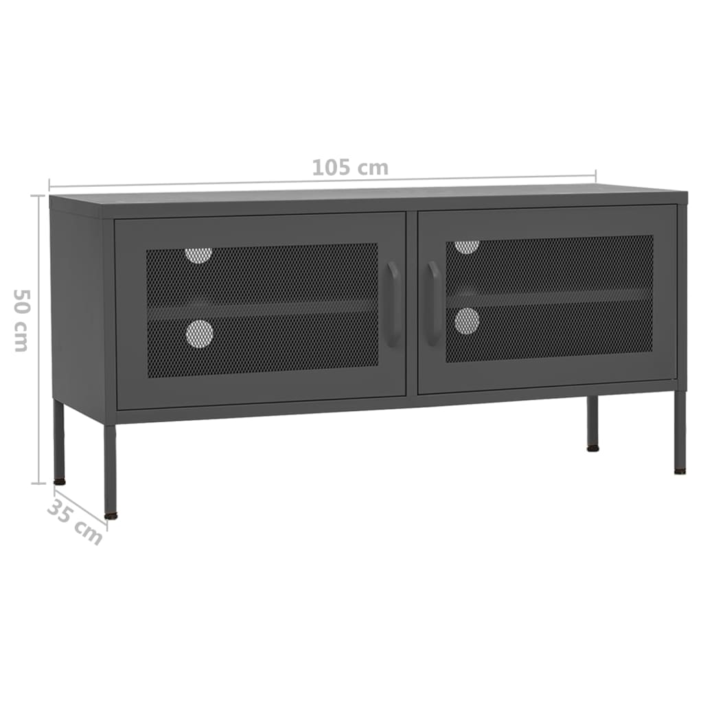 Tv-meubel 105x35x50 cm staal antracietkleurig is nu te koop bij PeponiXL, paradijselijk wonen!