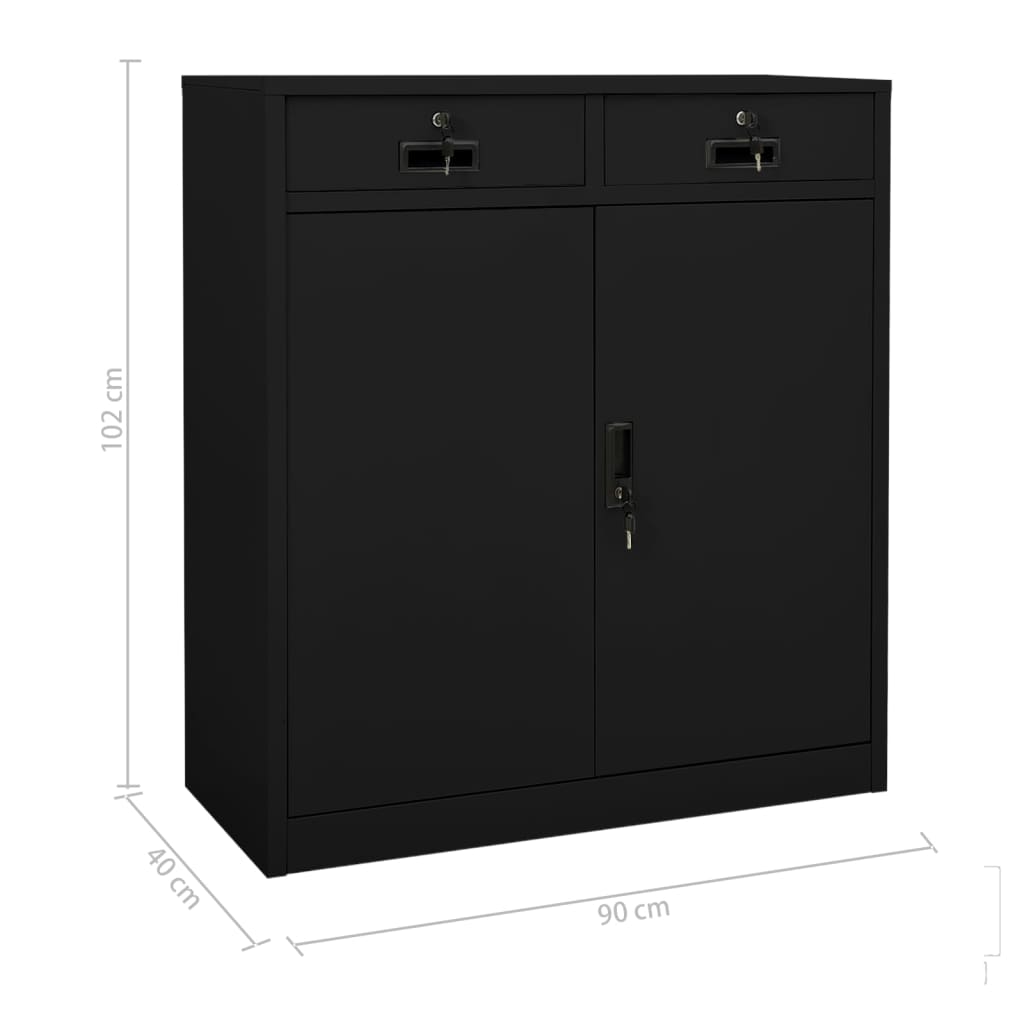 Kantoorkast 90x40x102 cm staal zwart is nu te koop bij PeponiXL, paradijselijk wonen!