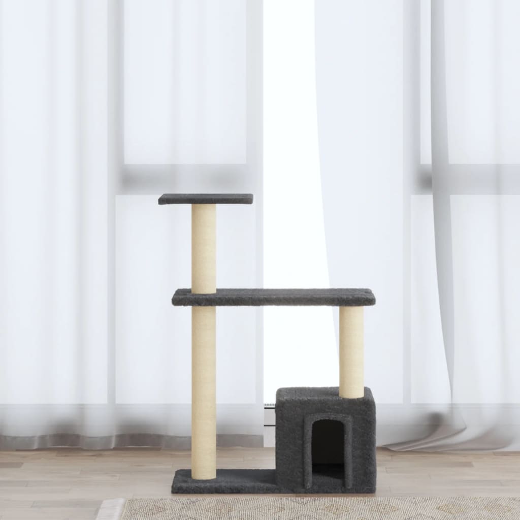 Kattenmeubel met sisal krabpalen 70 cm donkergrijs is nu te koop bij PeponiXL, paradijselijk wonen!