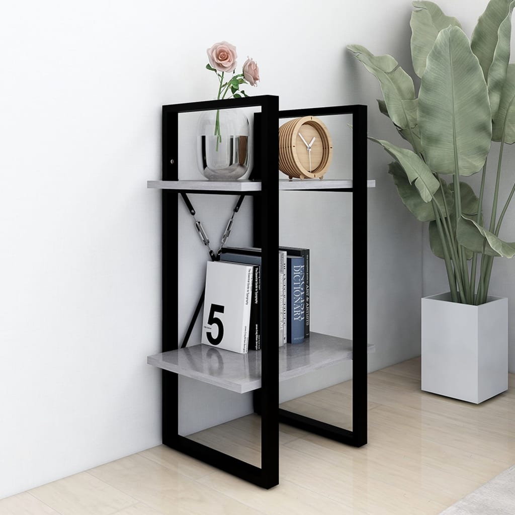 Boekenkast met 2 schappen 40x30x70 cm bewerkt hout betongrijs is nu te koop bij PeponiXL, paradijselijk wonen!