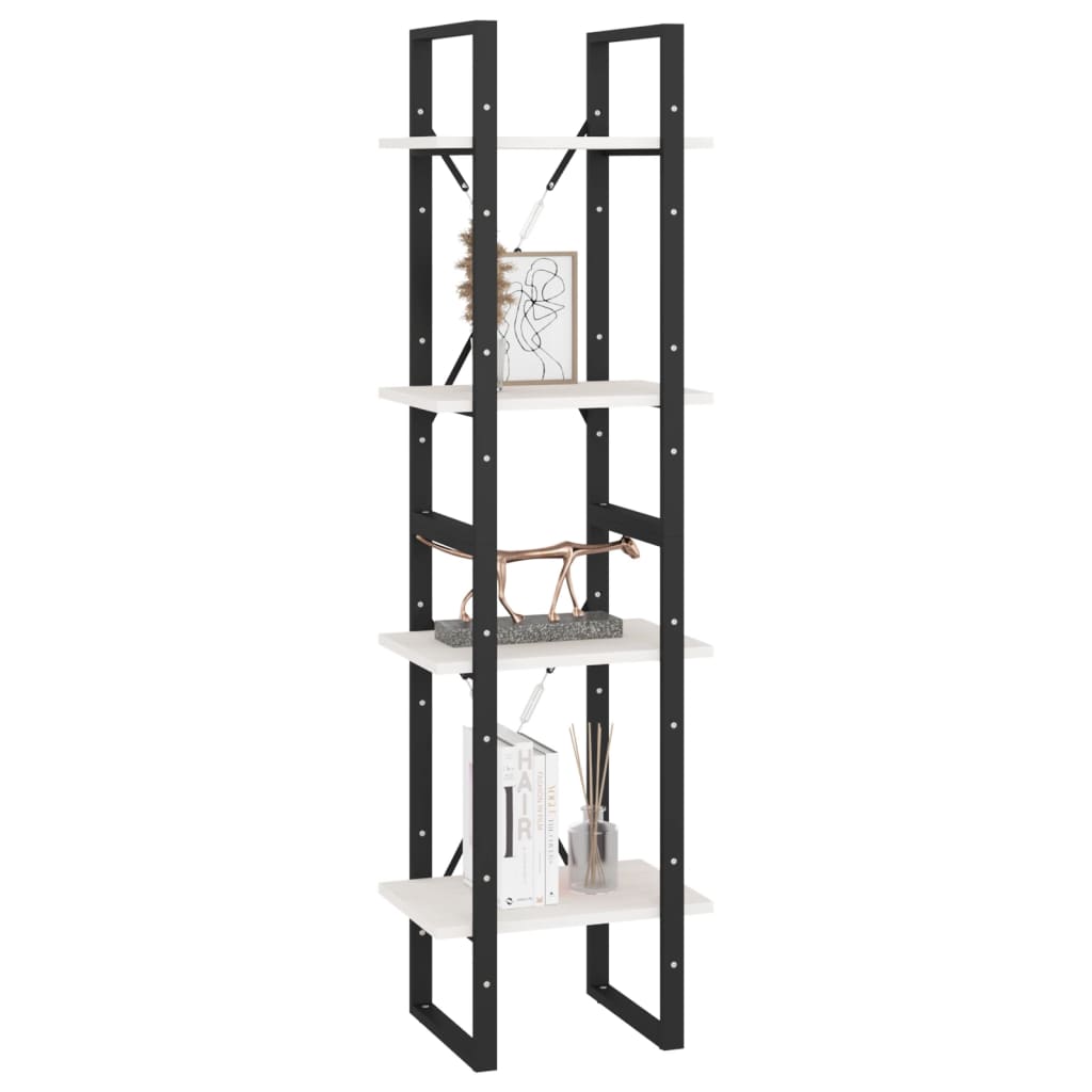 Boekenkast met 4 schappen 40x30x140 cm massief grenenhout wit is nu te koop bij PeponiXL, paradijselijk wonen!