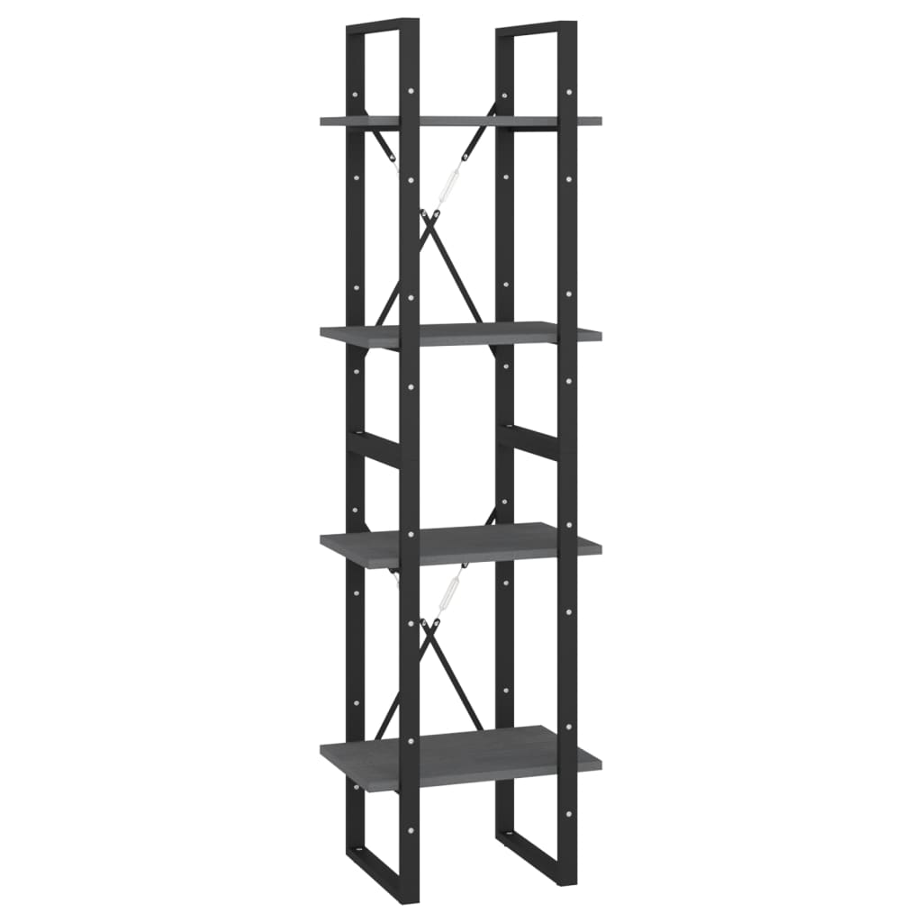 Boekenkast met 4 schappen 40x30x140 cm massief grenenhout grijs is nu te koop bij PeponiXL, paradijselijk wonen!