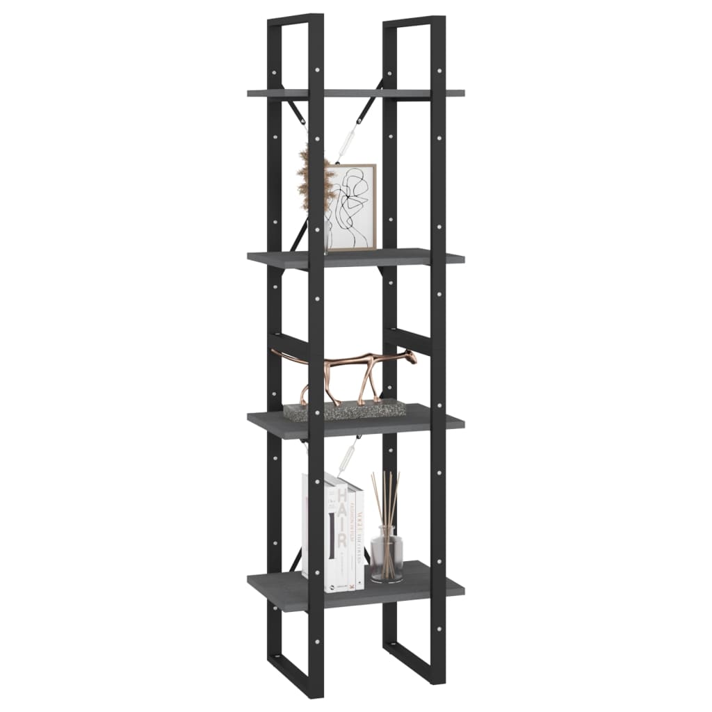 Boekenkast met 4 schappen 40x30x140 cm massief grenenhout grijs is nu te koop bij PeponiXL, paradijselijk wonen!
