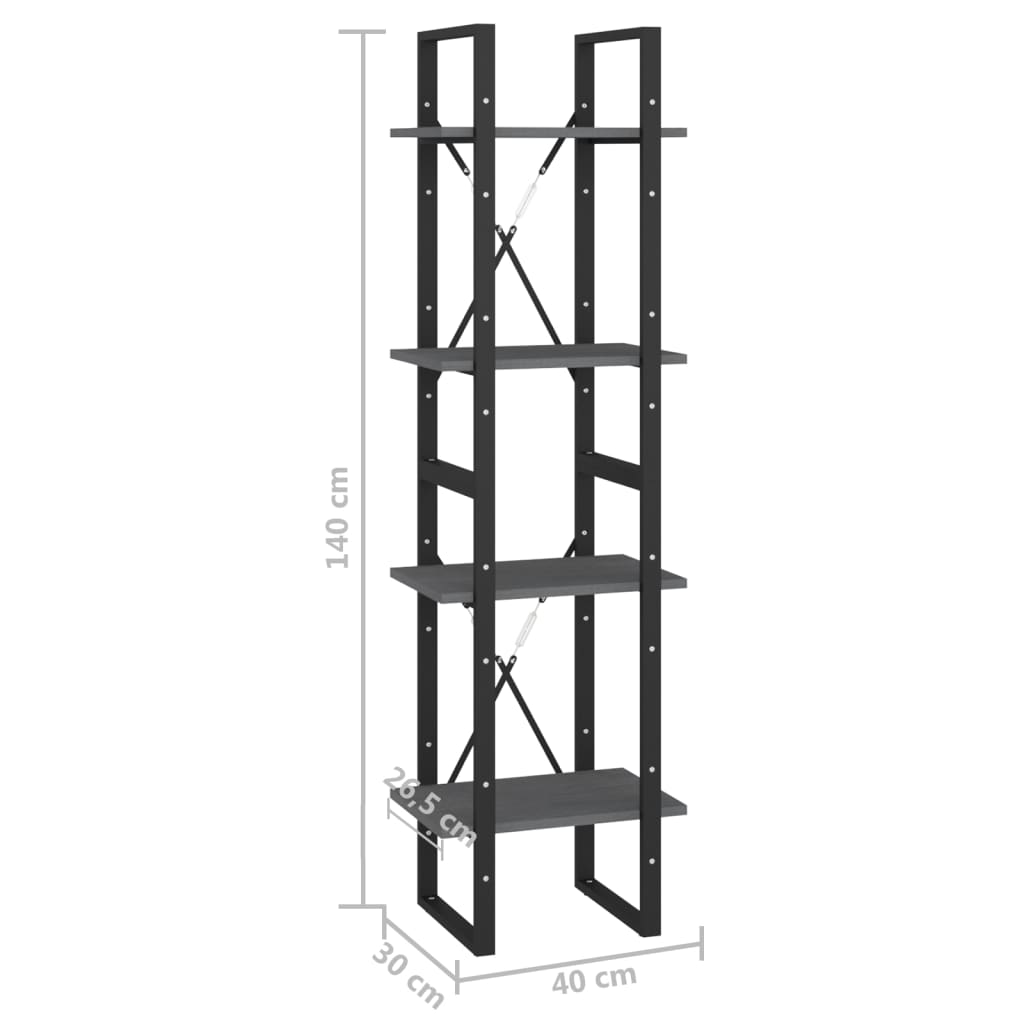 Boekenkast met 4 schappen 40x30x140 cm massief grenenhout grijs is nu te koop bij PeponiXL, paradijselijk wonen!