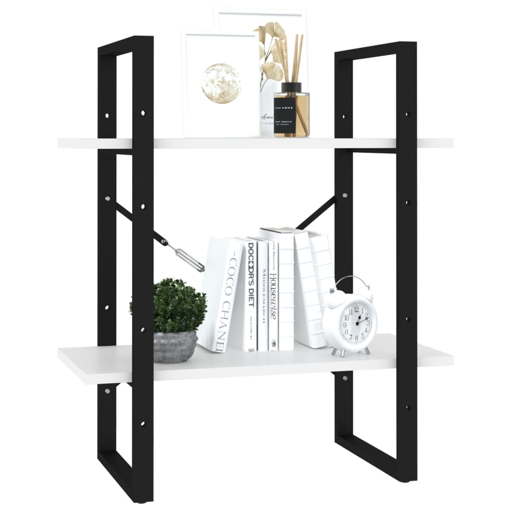 Boekenkast met 2 schappen 60x30x70 cm bewerkt hout wit is nu te koop bij PeponiXL, paradijselijk wonen!