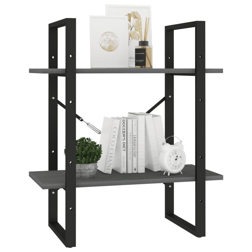 Boekenkast met 2 schappen 60x30x70 cm massief grenenhout grijs is nu te koop bij PeponiXL, paradijselijk wonen!