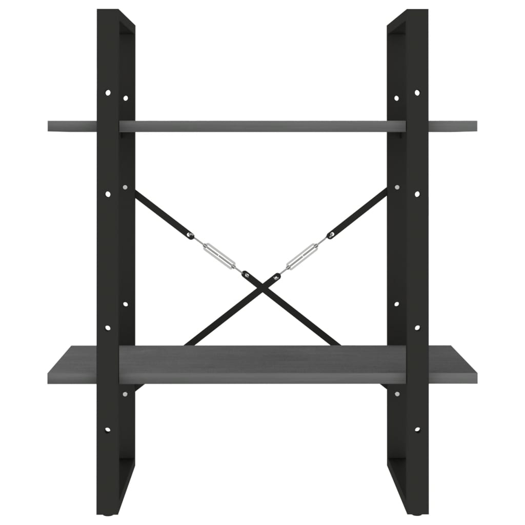 Boekenkast met 2 schappen 60x30x70 cm massief grenenhout grijs is nu te koop bij PeponiXL, paradijselijk wonen!