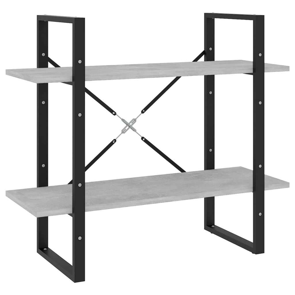 Boekenkast met 2 schappen 80x30x70 cm spaanplaat betongrijs is nu te koop bij PeponiXL, paradijselijk wonen!