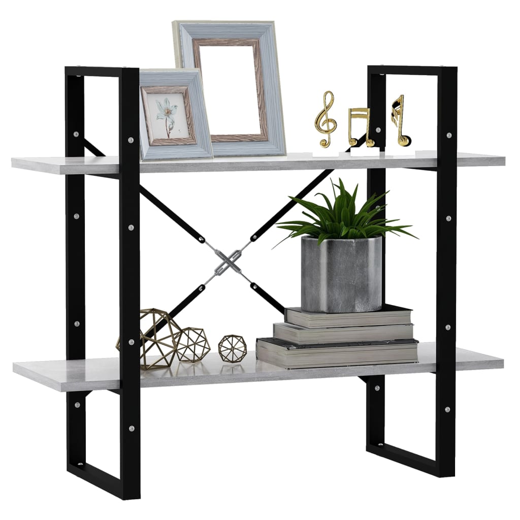 Boekenkast met 2 schappen 80x30x70 cm spaanplaat betongrijs is nu te koop bij PeponiXL, paradijselijk wonen!