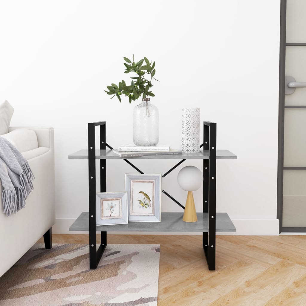 Boekenkast met 2 schappen 80x30x70 cm spaanplaat betongrijs is nu te koop bij PeponiXL, paradijselijk wonen!