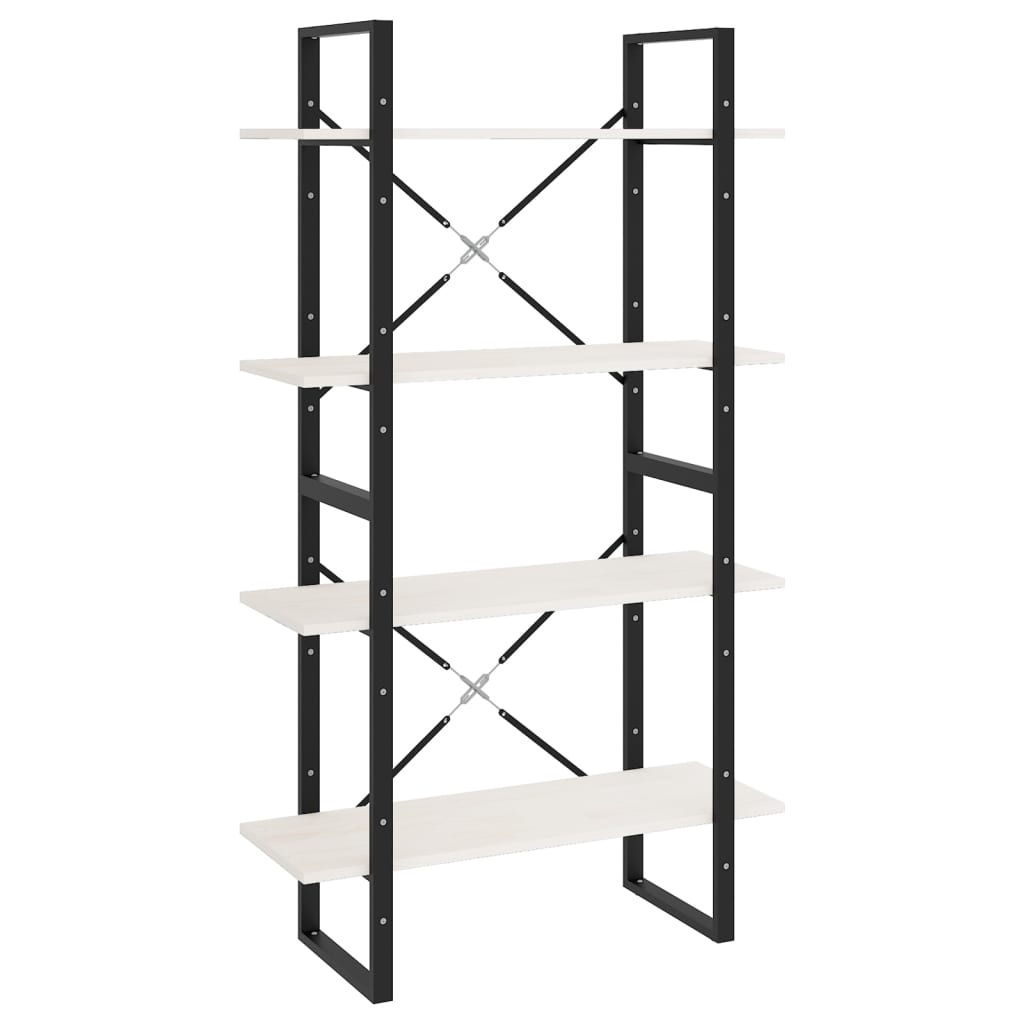 Boekenkast met 4 schappen 80x30x140 cm massief grenenhout wit is nu te koop bij PeponiXL, paradijselijk wonen!